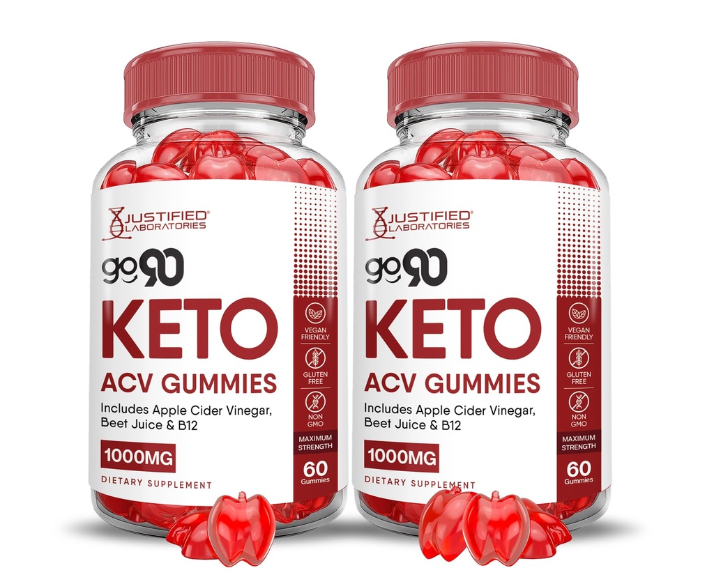 (2 Pack) Go 90 Keto ACV Gummies Advanced Formel 1000MG Go90 Keto Gummies Apple Cider Vinagar Formuleret med Pomegranat Beet Juice Powder B12 Vegan Non GMO 120 Gummys