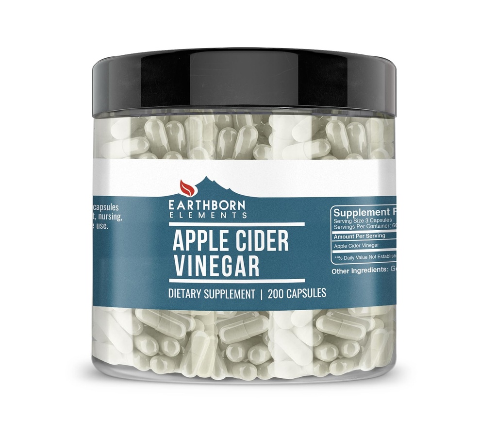 Earthborn Elements Apple Cider Vincitol 200 Kapsler, Pure & Ufortyndet, Ingen tilsætningsstoffer