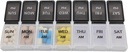 7 Dag Ugentlig Pill AM PM Organizer, ShysTech Stor Pill sag Pill Box for piller / Vitamin / Kosttilskud / Medicin (Separable, Small Black / White)