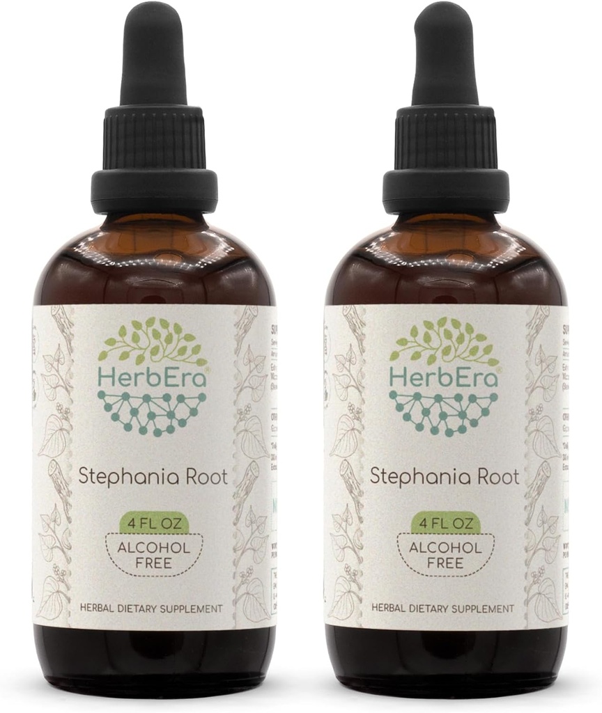 HerbEra Stephania Root B120 (2pcs) Alkohol- Free Herbal Extract Tinktur, Koncentrerede flydende dråber Natural Stephania Root (Stephania Tetrandra) Tørret rod (2x4 fl oz)