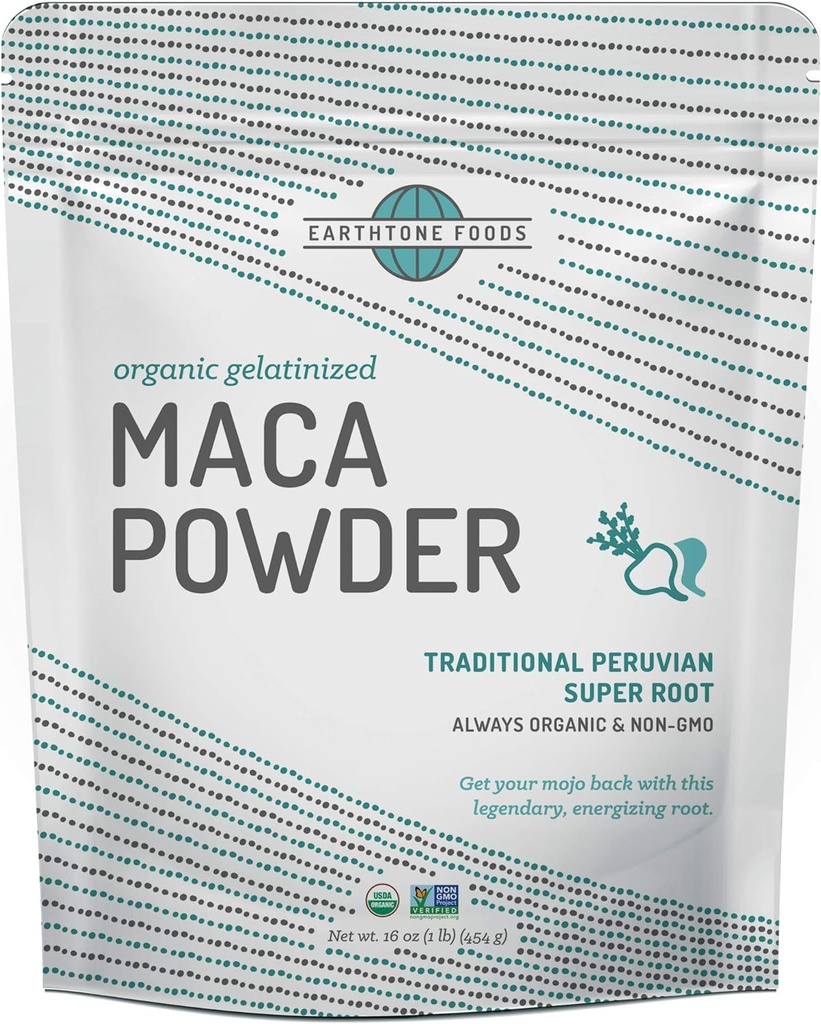 Maca Powder Organic Medical 124; Premium Peruvian USDA & Paleo Certified Vegan Root - Natural Energy - Gelatinized for Enhanced Digitibility, 16 Ounces