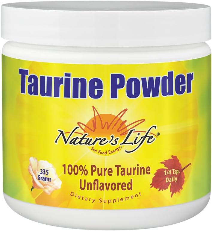 Naturens liv Pure Taurine Powder, Unflavored Mea124; Sulfur- Learning Amino Acid for Sund Kardiovaskulær & Nerve Funktionssupport Measures 124; 335g, 1000mg / servering