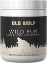 Wild Fur Skin og Coat supplement til hunde: for Itchy Skin, Hot Spots Behandling & Sæsonlig Allergier, Reducere afføring, Forbedring Coat Shine - 60 tygger
