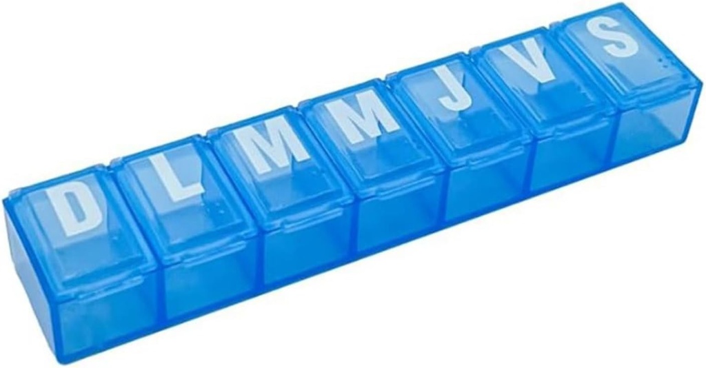 EZY DOSE Weekly (7-Day) Pill Organizer, Vitamin Planner, og medicin Box, små afdelinger, farve kan Vary, Spanske aftryk