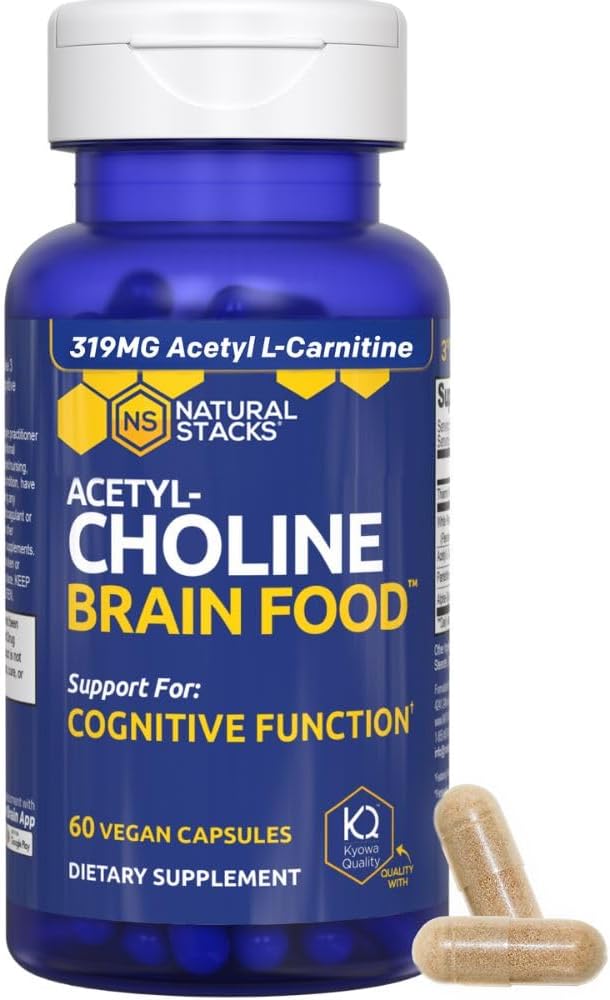 Acetylcholine Brain Food - Acetyl L-Carnitine & Alpha GPC Supplement - Supports Production of Acetylcholine - Neurotransmitter Supplement for Cognitive Function - 60 Capsules