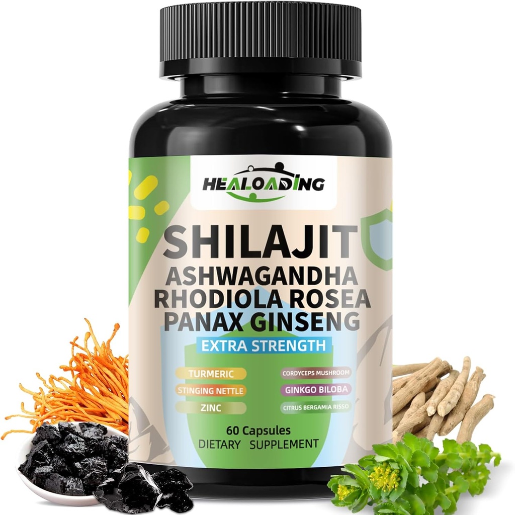 Himalayan Shilajit Kapsler Renset Himalayan Shilajit Extract - Natural Energy & Stamina Support-Vegan, Non- GMO Ancient Fulvic Acid & Humaic Acid Natural 60 Kapsler