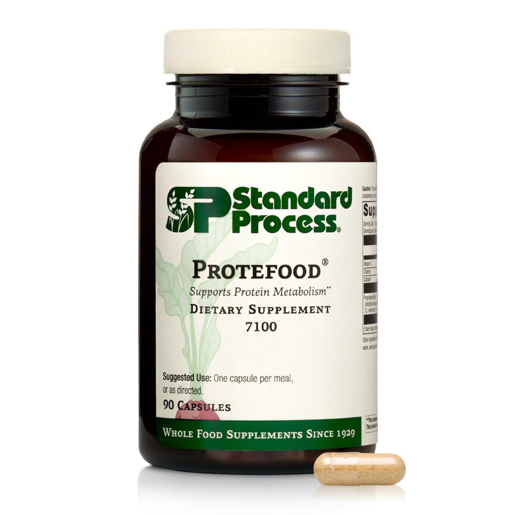 Standard Process Protefood - Protein Metabolisme Support Supplement - Aids Knogle- immunforsvar - Hele foodbaseret supplement til Cellular Health Support - Inkluderer Calcium & Vitamin C - 90 kapsler