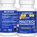 MagTech Magnesium Supplement - 3 Forms of Magnesium: Magtein L-Threonate, Glycinate & Taurate - 200mg Chelated Magnesium Complex - Supports Relaxation & Brain Health - 180 Capsules