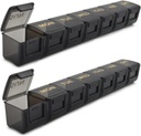 2 Pack Weekly Pill Organizer, Large 7 Day Pill Case, Daily Vitamin Case Medicine Box, AM/PM Pill Containers for Medicine Supplements Fish Oil (Black & Black)