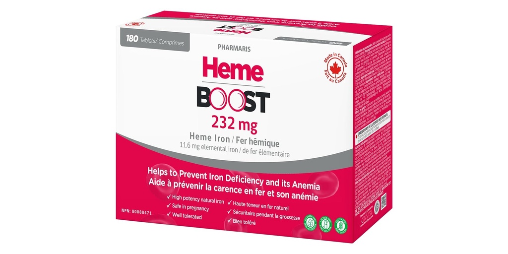 Hemeboost 11, 6 mg (23, 2 mg Heme Iron) I 180 tabletter I 124; høj potens Natural Iron Supplement I High Absorption & Gentle på Mave I jernpiller til voksne & Sikker til brug ved graviditet (3)