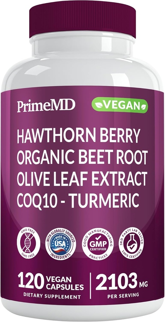 26- in-1 Nitrooxide Supplement - Heart & Circulation Support med CoQ10, Gurkemeje, Organic Beet Root, Hawthorn Berry & Hvidløg - 2103mg per Servering (120ct)
