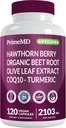 26- in-1 Nitrooxide Supplement - Heart & Circulation Support med CoQ10, Gurkemeje, Organic Beet Root, Hawthorn Berry & Hvidløg - 2103mg per Servering (120ct)