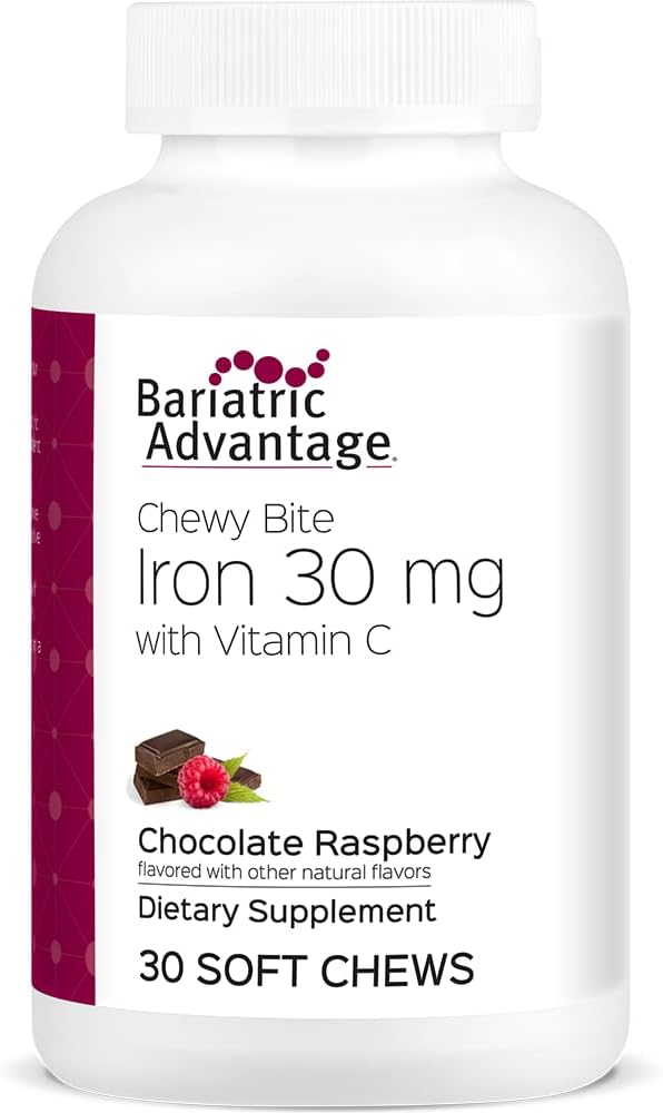 Bariatric Advantage Iron Chewy Bite Chokolade Hindbær Truffle (30 mg jern, 60 mg vitamin c) 30 tæller