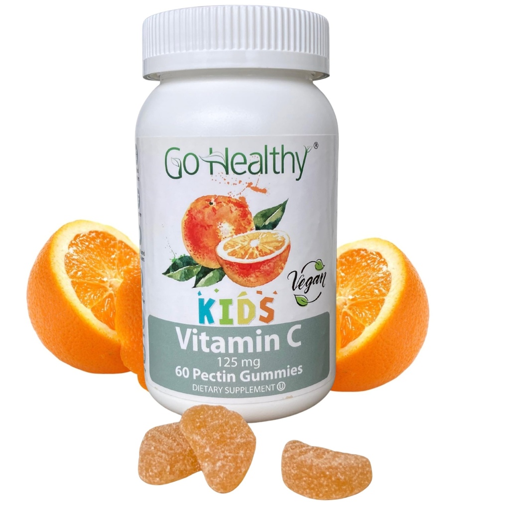 Go Sunde C-vitamin Gummier til børn, Immunstøtte, Børn Vitamin Gummier, Toddler, Kids Vitaminer, Kosher, Halal, Tasty Gummy - 60 Servere