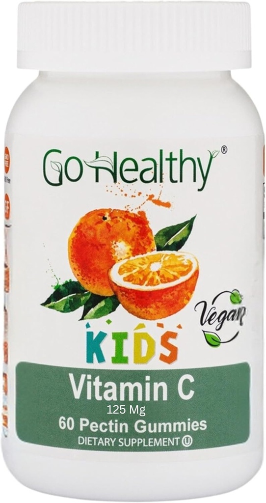 Go Sunde C-vitamin Gummier til børn, Immunstøtte, Børn Vitamin Gummier, Toddler, Kids Vitaminer, Kosher, Halal, Tasty Gummy - 60 Servere