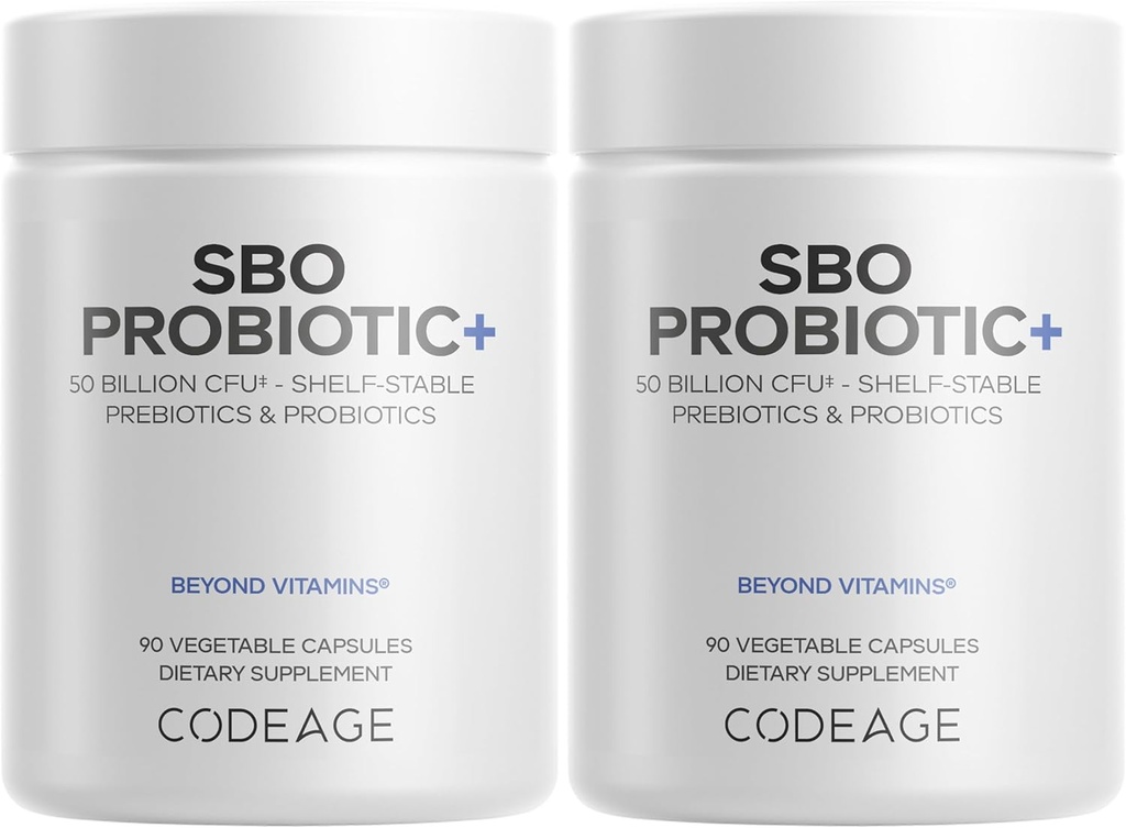 Codeage SBO Probiotika, 50 milliarder CFU per servering, Multi Strain Jordbaserede Organismer Blend og Organic Fermented Botanisk Blend, Shelf- Stable - 2 Pack