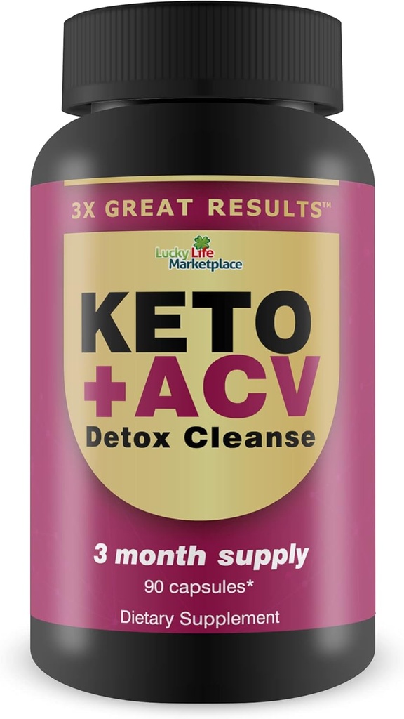 3X gode resultater - Keto + ACV Detox Rengøring - 3 måneders levering - Krop Rengøring Detox - Colon Rengøring - Avanceret Keto Detox Rengøring Formel med Fiber - Støtte fordøjelse og immunforsvar
