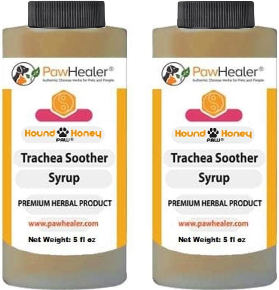 Pawhealer Trachea Soother Syrup 2PAK Hound Honey - Natural Herbal Remedy for Symptomer på Kollapsed Trachea - Smager godt - Let at administrere (5 fl oz / ea)...