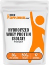 BulkSupplements.com Hydrolyzed Whey Protein Isolate Powder - Whey Isolate Protein - Unflavored & Gluten Free, 30g per Serving, 500g (1.1 lbs) (Pack of 1)