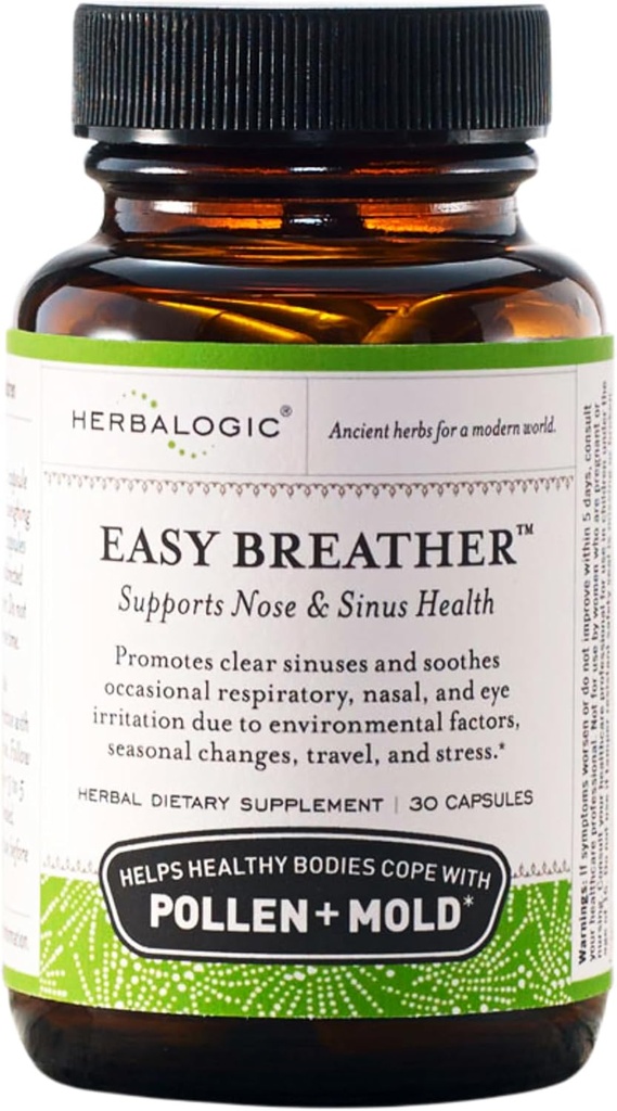 Herbalogic - Easy Breather Herb Kapsler - Understøtter Næse & Sinus Sundhed - Hjælper sunde kroppe Kop med Pollen & Mold - Baseret på den traditionelle kinesiske Formel Yu Ping Fang San - 30 Cap Tæl