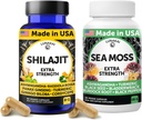 Lunakai USA Made Shilajit & Sea Moss Capsules Bundle med Ashwagandha, Black Seed Oil & Rhodiola til styrke & immunforsvar, 60ct hver