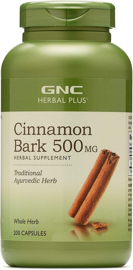 GNC Herbal Plus kanel Bark 500mg tillæg, Traditional Ayurvedic Herb, 200 Servering