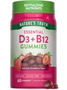 Nature 's Truth Vitamin D3 og B12 Gummies for admirals against 124; 60 Greve 124; Jordbær Flavor 124; Vegetar, Non- GMO & Gluten Free Supplement