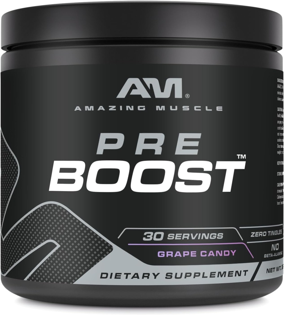 Amazing Muscle Pre Boost nogensinde 124; 30 Servering nogensinde 124; 324 Bedste Pulver 124; Pre Workout Supplement • 124; Lavet i USA (30 Servering, Natural Grape Candy)