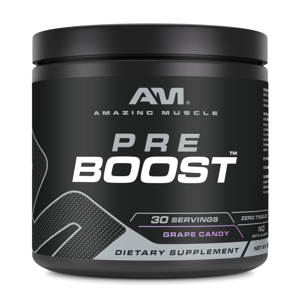 Amazing Muscle Pre Boost nogensinde 124; 30 Servering nogensinde 124; 324 Bedste Pulver 124; Pre Workout Supplement • 124; Lavet i USA (30 Servering, Natural Grape Candy)