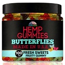 Hamp Gummies Premium- Lækre sommerfugle Gummy Bear Ediably -Friske frugter flavors-Natural Candy Peace og slapper-for søvn, rolig, slapper-Made in USA- 100 Greve