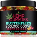 Hamp Gummies Premium- Lækre sommerfugle Gummy Bear Ediably -Friske frugter flavors-Natural Candy Peace og slapper-for søvn, rolig, slapper-Made in USA- 100 Greve
