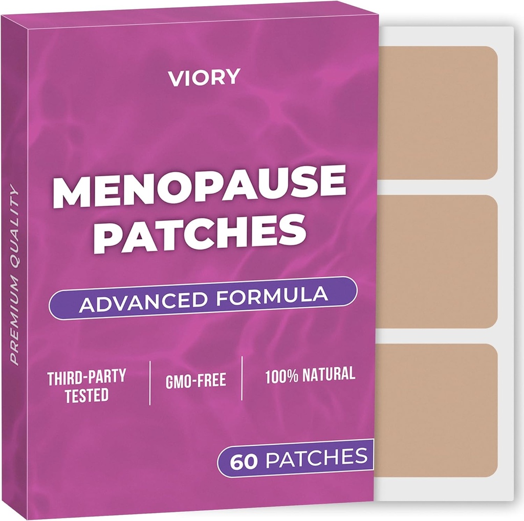 Menopause Relief Patches (pakke med 60) - 100% Natural Patch - med biotin, D, gurkemeje, B12 - Forbedret formel