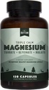 Naturlig Rhythm Triple Calm Magnesium 150 mg - 120 kapsler - Magnesiumkompleks Compound Supplement med Magnesium Glycinat, Malat og Taurat. Calming Blend til fremme af hvile og afslapning.