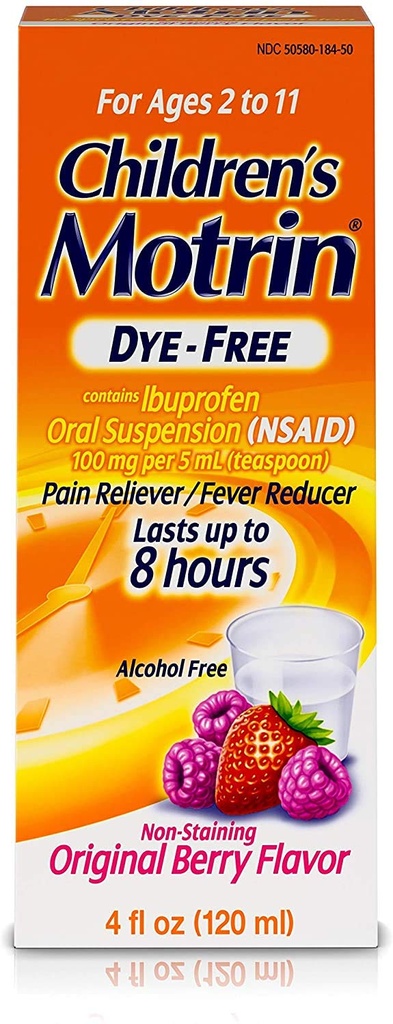 Johnson & Johnson Motrin Childrens Formel, 4 oz, Dye- Free, Berry