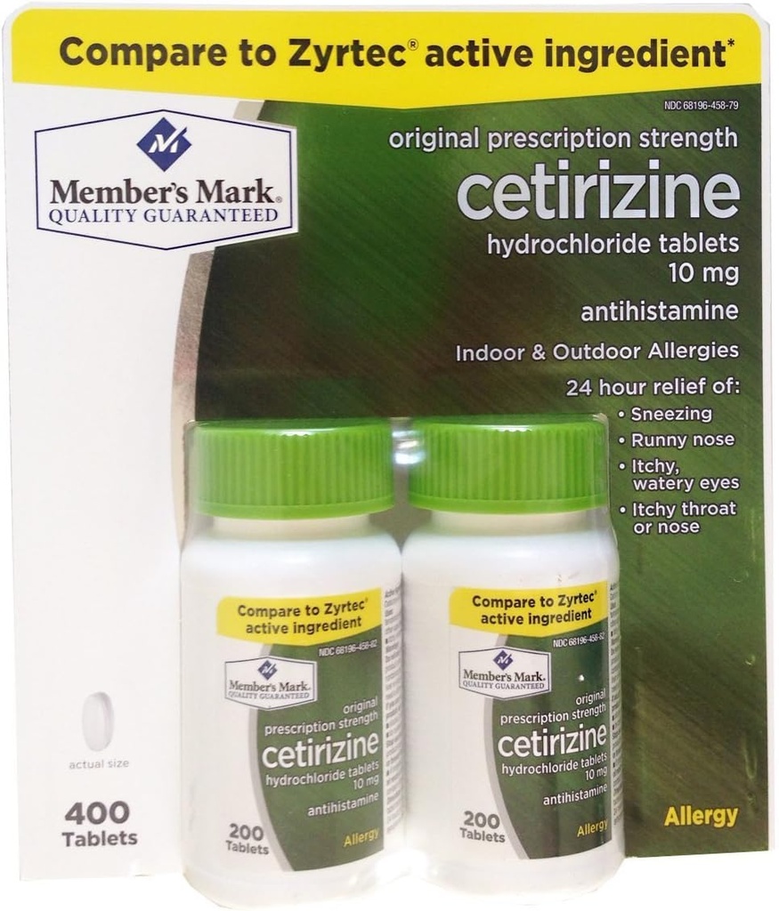 Member 's Mark Tidligere kendt som simpelthen højre Cetirizin Hydrochloride Allergy Tablets, 10 mg- 400 Tæl.