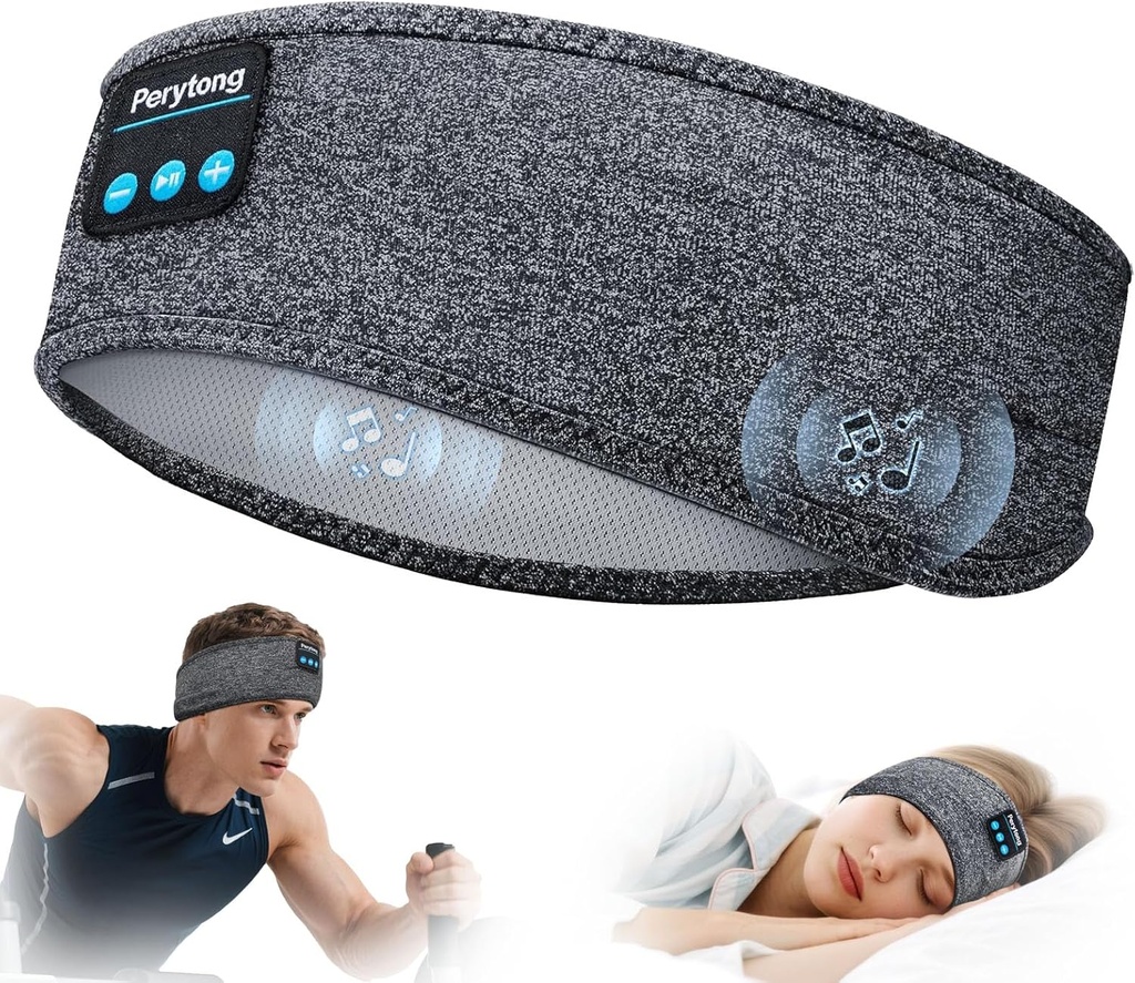 Perytong Sovehovedtelefoner Trådløs, Bluetooth Sports Hovedbåndtelefoner med Ultra-Thin HD Stereo højttalere Perfekt til søvn, træning, jogging, Yoga, Insomnia, Air Travel, Meditation
