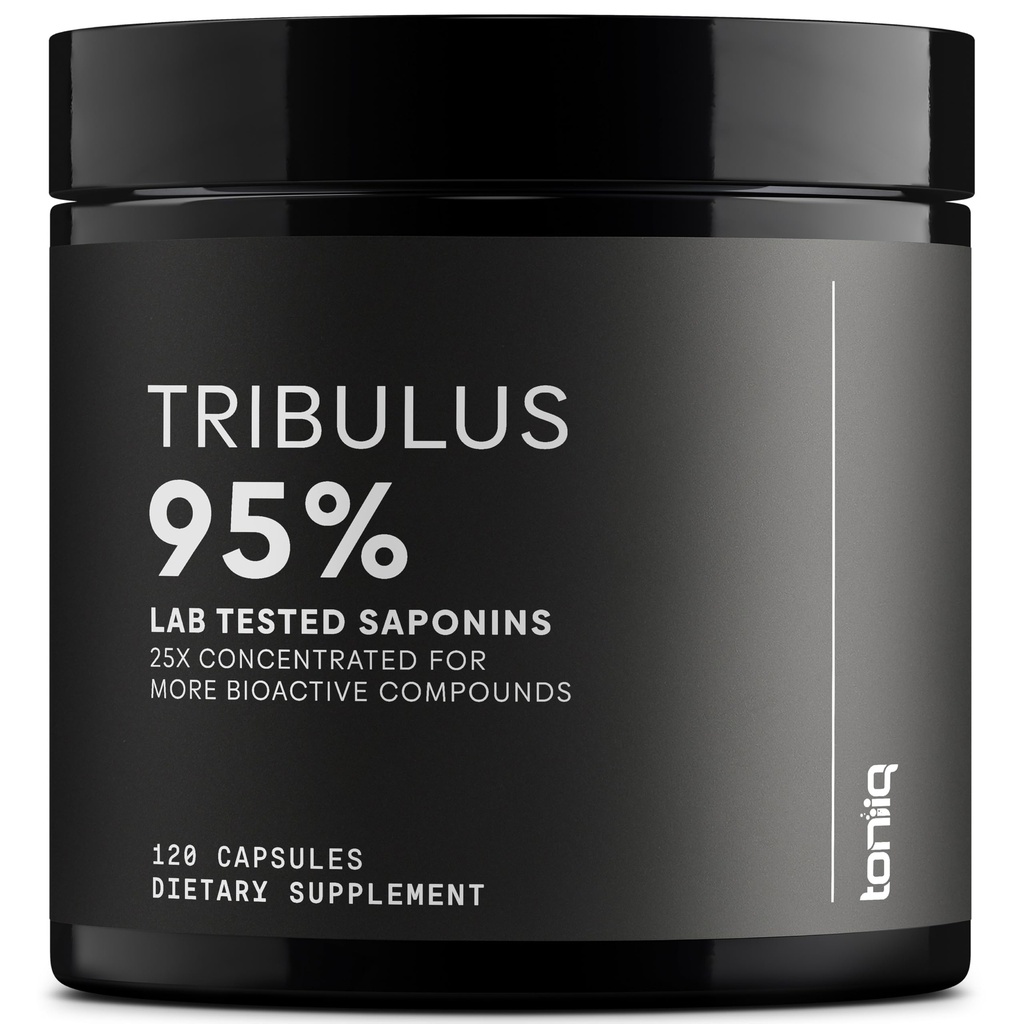 Toniiq Tribulus Terrestris til mænd - Ultra High Potency 25: 1 Uddrag med 95% saponiner - 1300mg Pure & Concentrated Formel - Third-Party Lab Testet for renhed & kvalitet - 120 kapsler