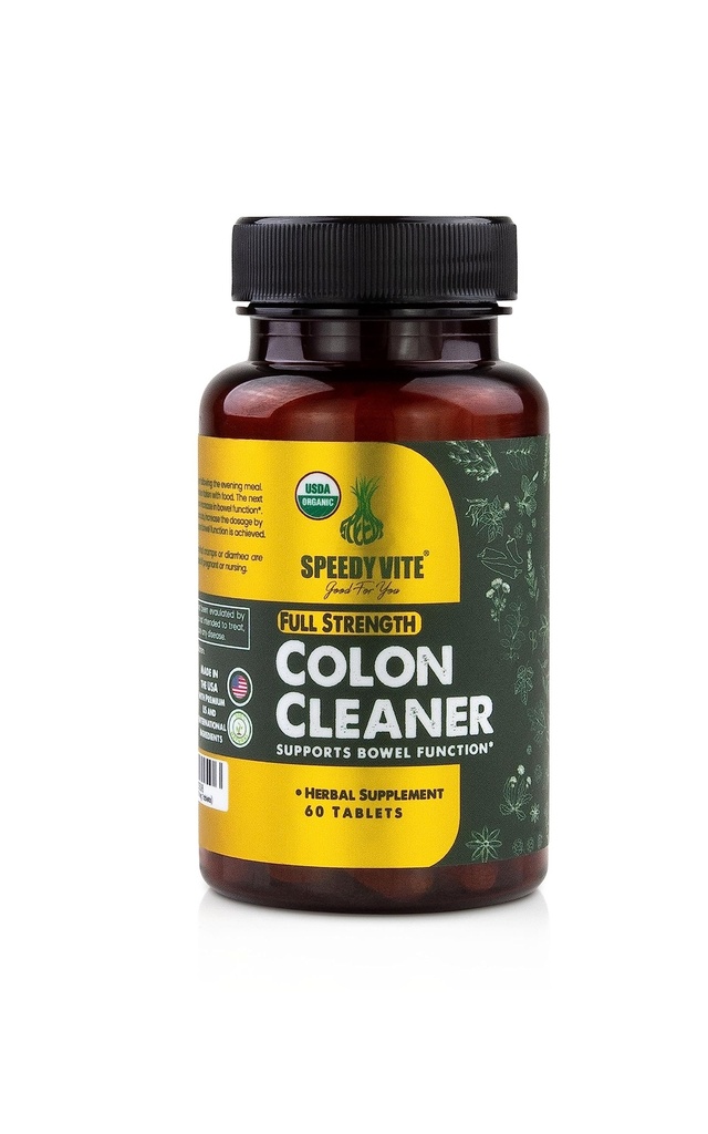 SpeedyVite ® Organic Colon Cleaner Fuld Styrke - (60 Veg tabletter) med Organic Cascara Sagrada bark, Oregon Grape Root, Tyrkiet Rabarber, Ginger & Fennel. Naturligt supplement - Understøtter tarm funktion *