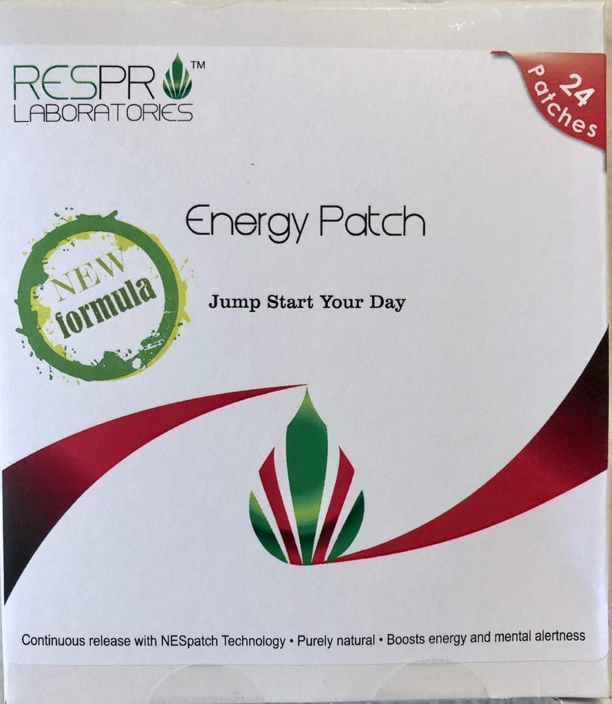 Respro Labs New Energy Patch med B12, Natural Guarana, og Black Pepper, Kontinuerlig udgivelse - 24 Patches