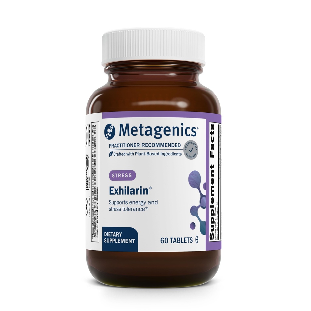 Metagenics Exhilarin - Energy & Stress Tolerance Support * - med Ashwagandha, Holy Basil, Amla & Bacopa - Designet i stil med ayurvedic medicin - 60 tabletter