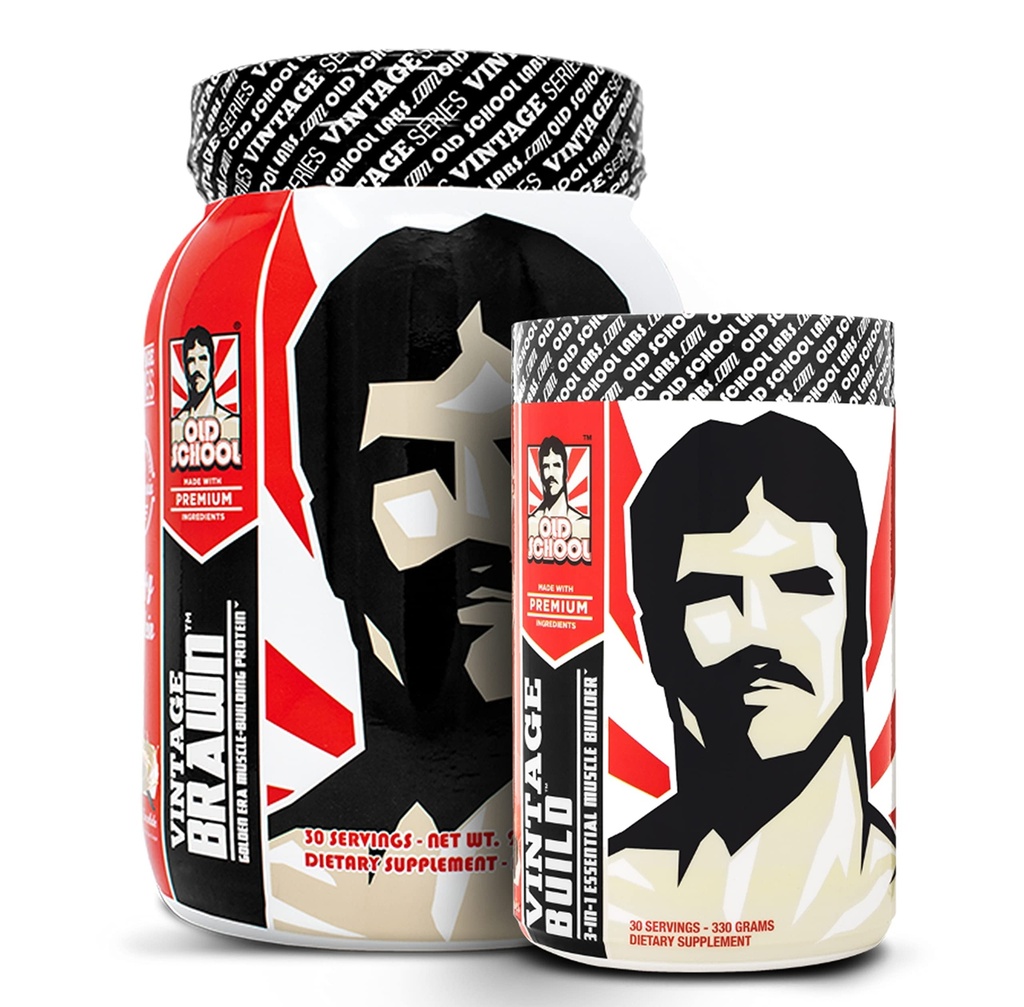 Gammel skole Labs Vintage Brawn Muscle Building Protein og Vintage Build Post Workout