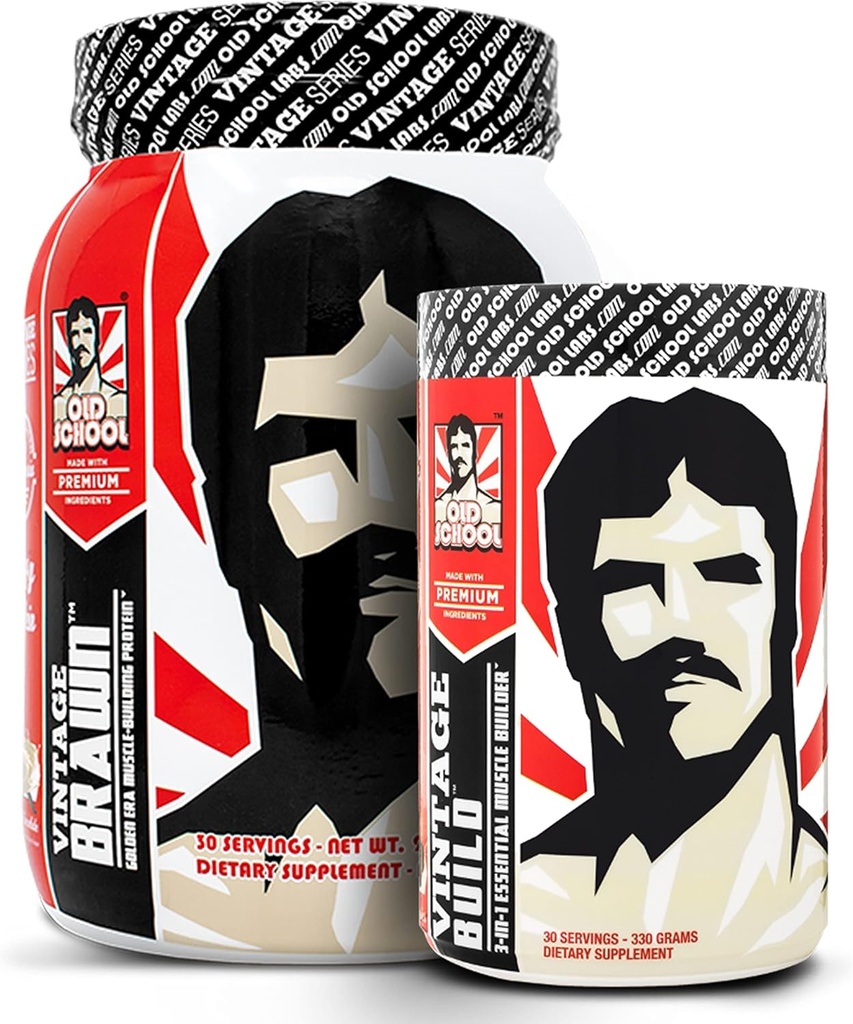 Gammel skole Labs Vintage Brawn Muscle Building Protein og Vintage Build Post Workout