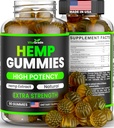 Hamp Gummies - Ekstra Styrke til Fred & Afslapning - Infektion med Pure Hamp Oil, Ashwagandha, L-Theanine - Smagende Afslapning Supplement - Natural Relief - 90 Ct - Made in USA - Green Apple Flavor