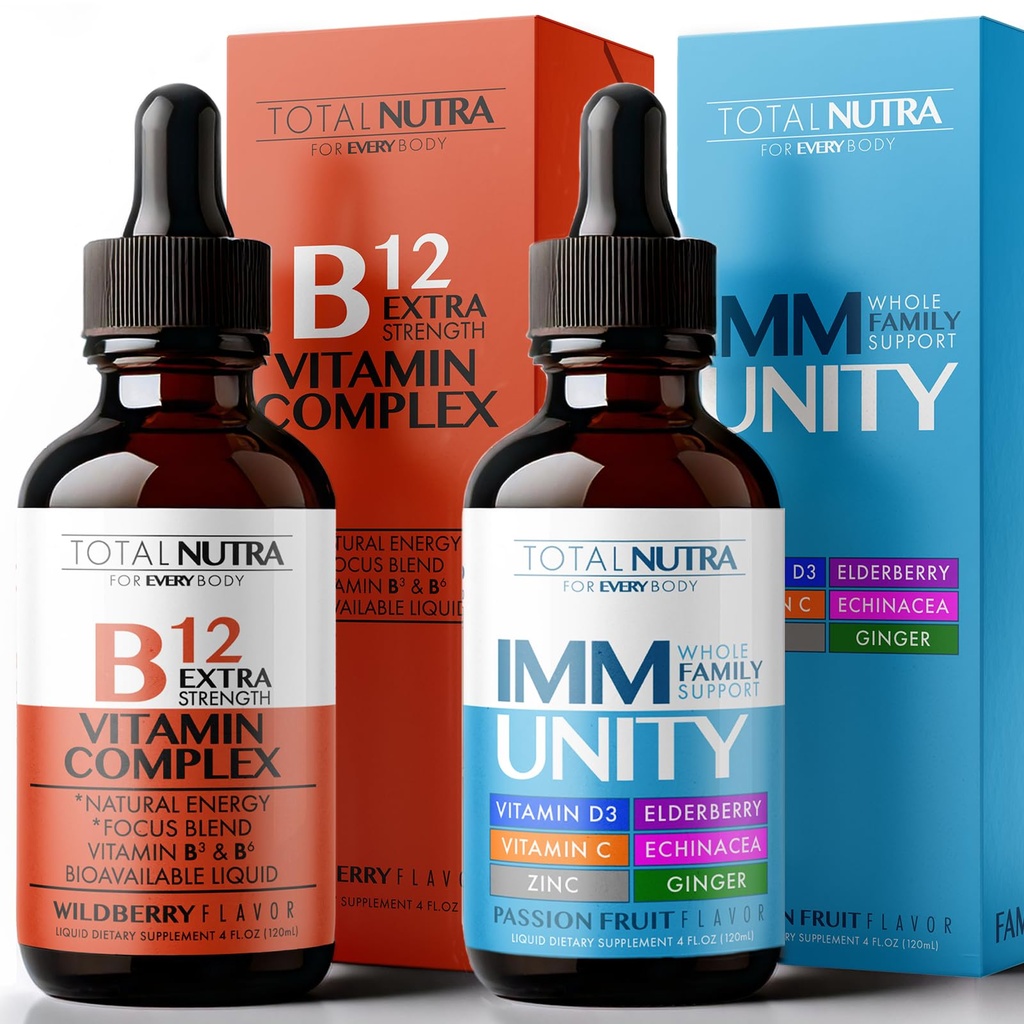 Ekstra styrke B Vitamin Drops og 6-in-1 Flydende Multivitamin Supplement