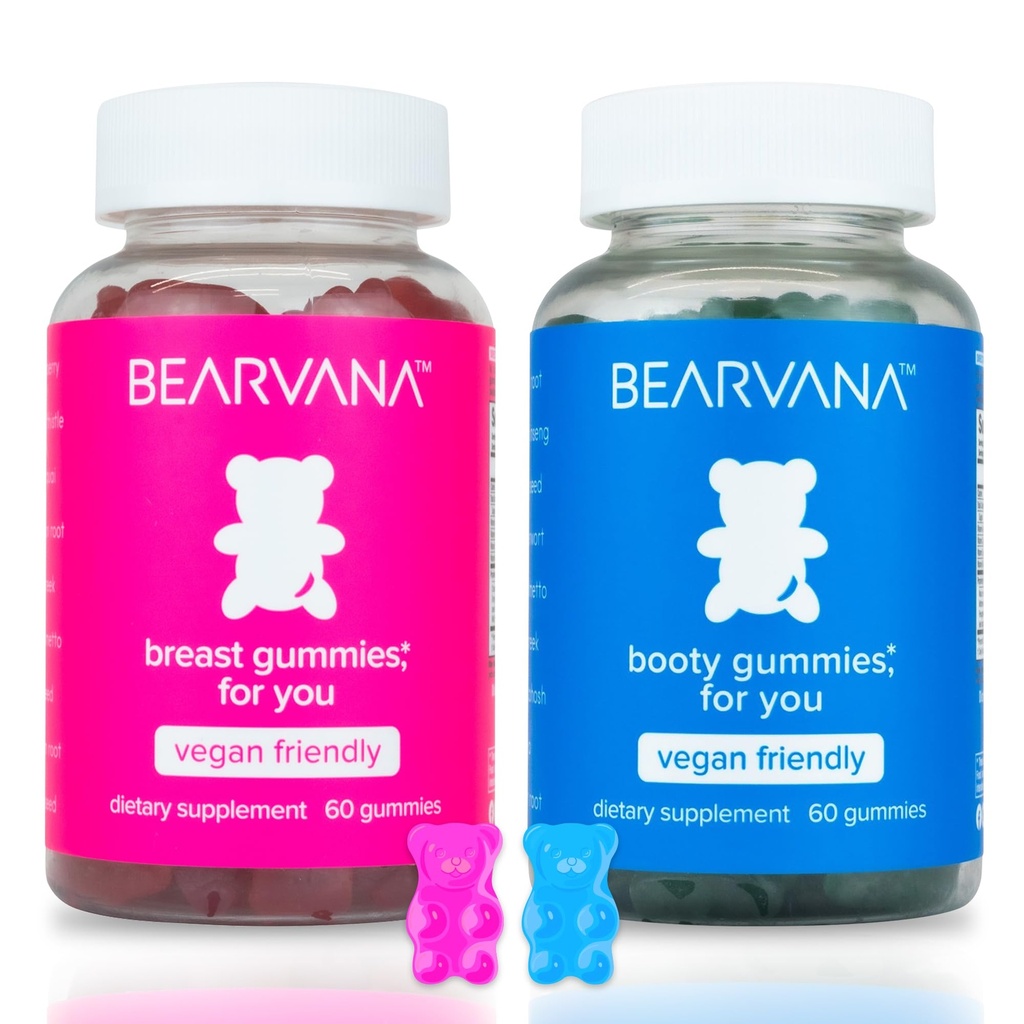 BEARVANA Top & Peach Support Combo Pack Gummies for Women Memory 124; 9 Urteudtræk herunder Fenugreek, Maca & Fennel Memory 124; Essential Vitamin Memory 124; Berry Flavor 124; 2-Pack (120 Gummies)
