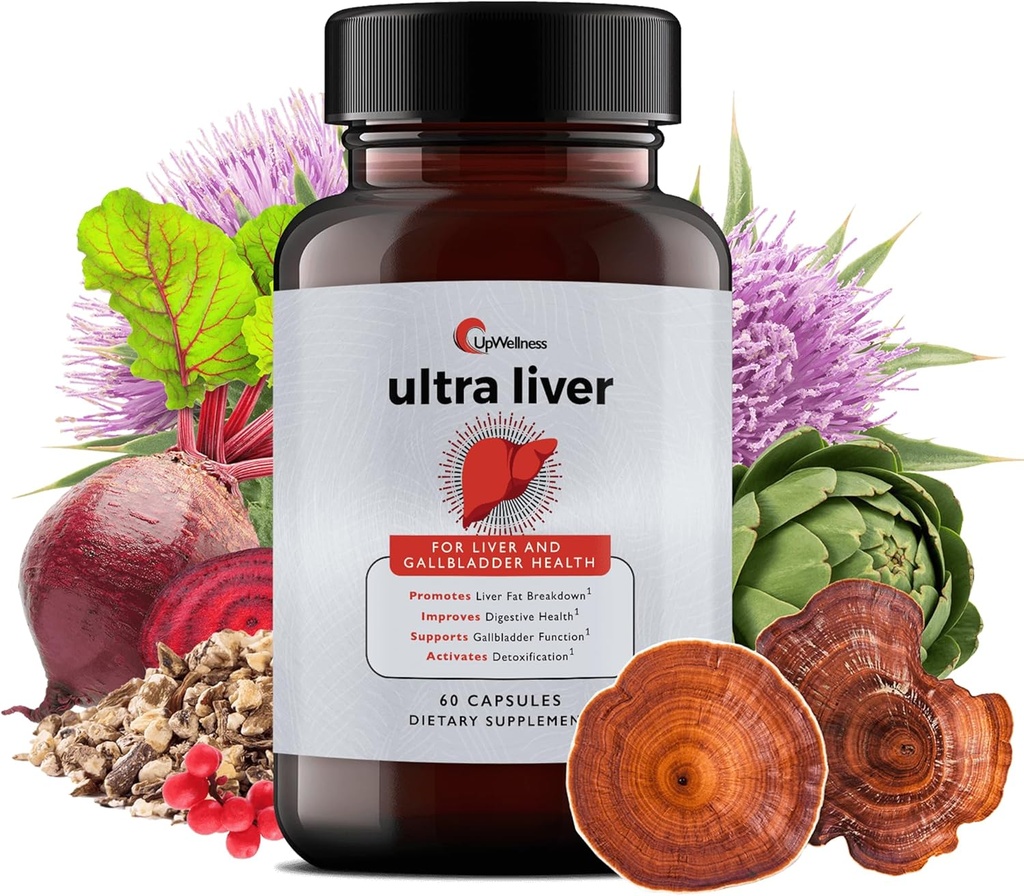 Upwellness Ultra Leversupplement til leverstøtte og gallablære support - drevet af TMG, NAC Milk Thistle og mere - Lever Rengøring Detox & Reparation - 60 kapsler