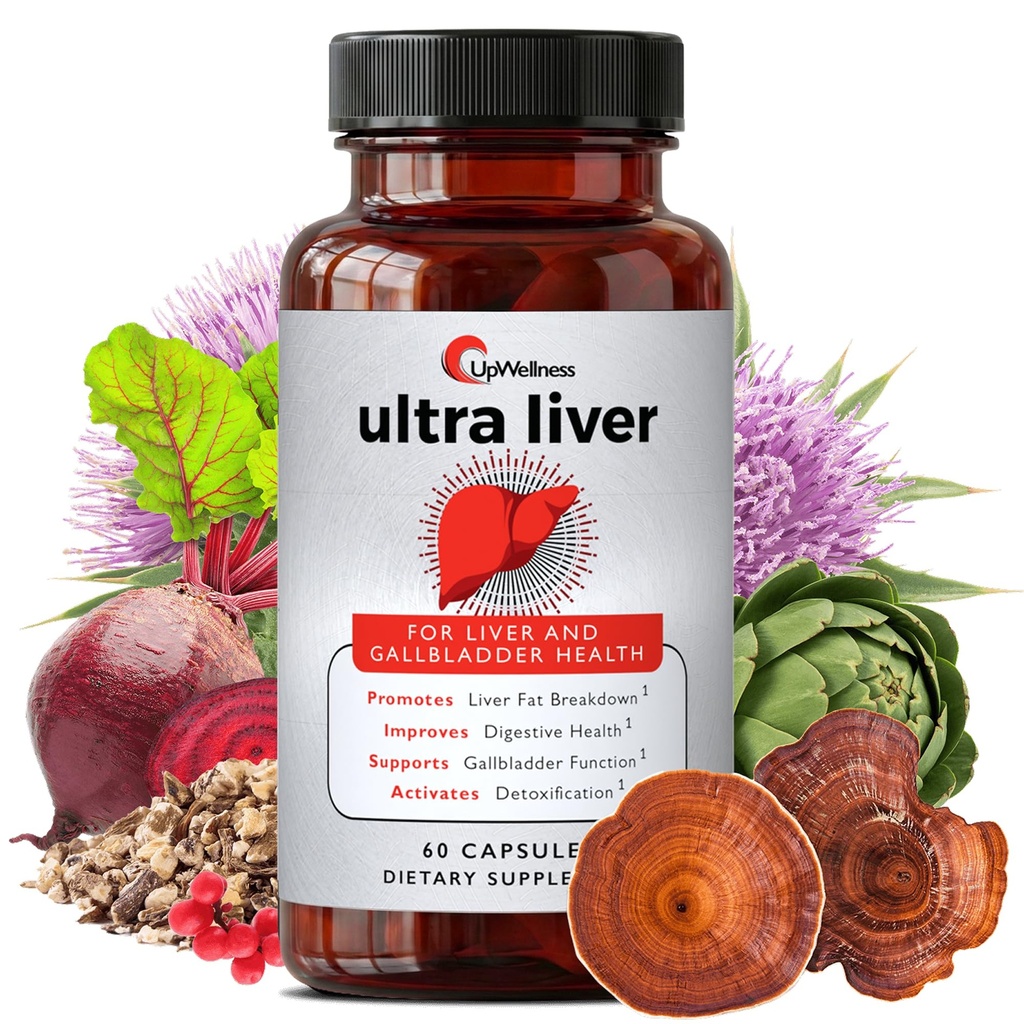 Upwellness Ultra Leversupplement til leverstøtte og gallablære support - drevet af TMG, NAC Milk Thistle og mere - Lever Rengøring Detox & Reparation - 60 kapsler