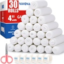 Navona Gauze Rolls 30 Pack, 4 in x 4.1 Yards, Individuelt Rolled Gauze, Mor Wrap, Premium Gauzes Wrap Roll for Sår