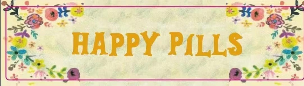 Retro Pill Organizer Ugentlig 7 dage med Reminder Cute Pill Case Retro Pill Box Portable Compact for purse / Rejser for at holde vitaminer / Tylenol / Kosttilskud / Meds (Happy Pills med 7 afdelinger)