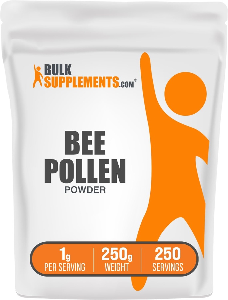 BulkSupplements.com Bee Pollen Powder - Superfood Supplement, Bee Pollen Supplement, for immunforsvar - Gluten Free, 1g per Serving, 250g (8,8 oz) (pakning med 1)